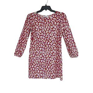 Jude Connally Long Sleeve Pink Floral Print‎ Shift Dress Size Large Made in USA